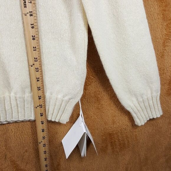 JIL SANDER Sweater Mens Size 48 Ivory Pullover Crew Side Slit Wool Mohair $1350 - Picture 9 of 10